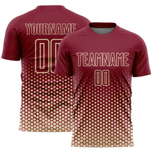 Load image into Gallery viewer, Custom Crimson-Cream Geometric Hexagonal Dot Gradient Sublimation Soccer Uniform Jersey

