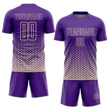 Load image into Gallery viewer, Custom Purple-Cream Geometric Hexagonal Dot Gradient Sublimation Soccer Uniform Jersey
