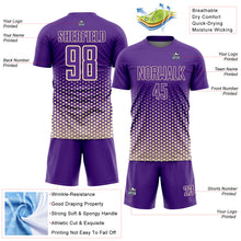 Load image into Gallery viewer, Custom Purple-Cream Geometric Hexagonal Dot Gradient Sublimation Soccer Uniform Jersey
