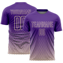 Load image into Gallery viewer, Custom Purple-Cream Geometric Hexagonal Dot Gradient Sublimation Soccer Uniform Jersey
