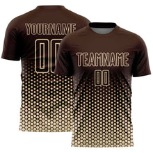 Charger l'image dans la galerie, Custom Brown-Cream Geometric Hexagonal Dot Gradient Sublimation Soccer Uniform Jersey
