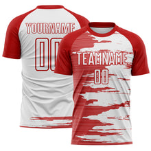 Charger l'image dans la galerie, Custom White-Red USA Style Patriotic Brush Stroke Sublimation Soccer Uniform Jersey
