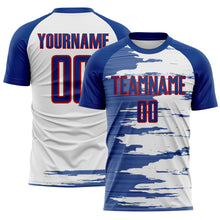 Charger l'image dans la galerie, Custom White Royal-Red USA Style Patriotic Brush Stroke Sublimation Soccer Uniform Jersey

