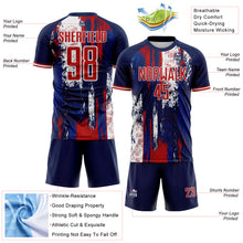Laden Sie das Bild in den Galerie-Viewer, Custom Navy Red Blue-White USA Style Patriotic Splatter Sublimation Soccer Uniform Jersey
