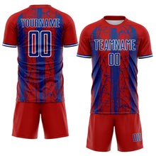 Load image into Gallery viewer, Custom Red Royal-White USA Style Patriotic Cracked Stripe Sublimation Soccer Uniform Jersey
