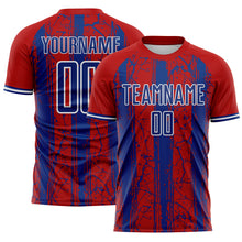 Load image into Gallery viewer, Custom Red Royal-White USA Style Patriotic Cracked Stripe Sublimation Soccer Uniform Jersey
