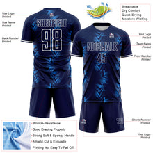 Load image into Gallery viewer, Custom Navy Powder Blue-White USA Style Patriotic Geometric Chevron Lines Sublimation Soccer Uniform Jersey
