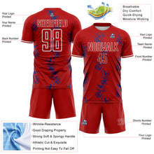 Загрузить изображение в средство просмотра галереи, Custom Red Royal-White USA Style Patriotic Geometric Chevron Lines Sublimation Soccer Uniform Jersey
