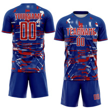 Load image into Gallery viewer, Custom Royal Red-White USA Style Patriotic Digital Pixel Sublimation Soccer Uniform Jersey
