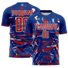 Load image into Gallery viewer, Custom Royal Red-White USA Style Patriotic Digital Pixel Sublimation Soccer Uniform Jersey
