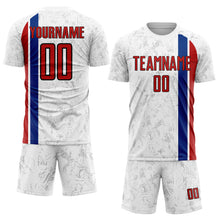 Charger l'image dans la galerie, Custom White Red Royal-Black USA Style Patriotic Marble Side Vertical Stripe Sublimation Soccer Uniform Jersey
