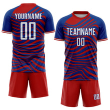 Charger l'image dans la galerie, Custom Red White-Royal USA Style Patriotic Wave Sublimation Soccer Uniform Jersey
