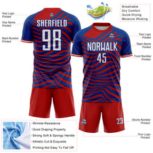 Charger l'image dans la galerie, Custom Red White-Royal USA Style Patriotic Wave Sublimation Soccer Uniform Jersey
