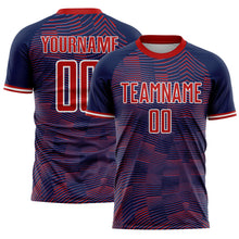 Charger l'image dans la galerie, Custom US Navy Blue Red-White USA Style Patriotic Wave Sublimation Soccer Uniform Jersey
