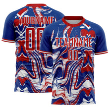 Load image into Gallery viewer, Custom Royal Red-White USA Style Patriotic Liquid Swirl Sublimation Soccer Uniform Jersey
