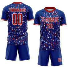 Load image into Gallery viewer, Custom Royal Red-White USA Style Patriotic Abstract Mosaic Confetti Sublimation Soccer Uniform Jersey
