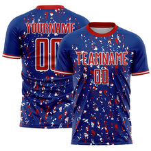 Load image into Gallery viewer, Custom Royal Red-White USA Style Patriotic Abstract Mosaic Confetti Sublimation Soccer Uniform Jersey
