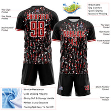 Load image into Gallery viewer, Custom Black Red-White USA Style Patriotic Abstract Mosaic Confetti Sublimation Soccer Uniform Jersey
