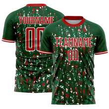 Load image into Gallery viewer, Custom Green Red-White USA Style Patriotic Abstract Mosaic Confetti Sublimation Soccer Uniform Jersey
