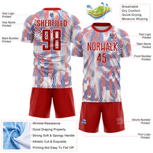 Load image into Gallery viewer, Custom White Red-Royal USA Style Patriotic Wave Sublimation Soccer Uniform Jersey
