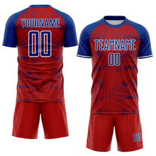 Загрузить изображение в средство просмотра галереи, Custom Red Royal-White USA Style Patriotic Geometric Lines Sublimation Soccer Uniform Jersey
