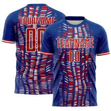 Load image into Gallery viewer, Custom Royal Red-White USA Style Patriotic Geometric Fragments Sublimation Soccer Uniform Jersey
