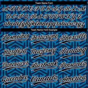 Custom Blue Black-White 3D Pattern Two-Button Unisex Softball Jersey