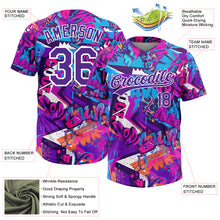 Laden Sie das Bild in den Galerie-Viewer, Custom Graffiti Pattern Purple-White 3D Bright Psychedelic Two-Button Unisex Softball Jersey
