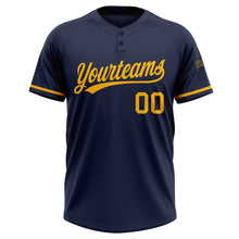 Загрузить изображение в средство просмотра галереи, Custom Navy Gold Two-Button Unisex Softball Jersey
