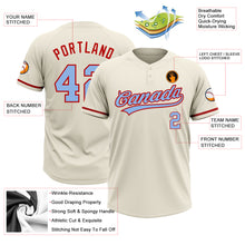 Загрузить изображение в средство просмотра галереи, Custom Cream Light Blue-Red Two-Button Unisex Softball Jersey
