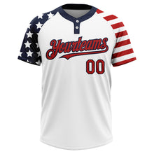 Load image into Gallery viewer, Custom White Red-Navy 3D American Flag Fashion Two-Button Unisex Softball Jersey
