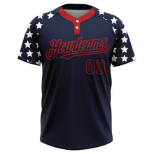 Laden Sie das Bild in den Galerie-Viewer, Custom Navy Red-White 3D American Flag Fashion Two-Button Unisex Softball Jersey
