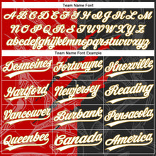 Laden Sie das Bild in den Galerie-Viewer, Custom Graffiti Pattern Black Red-Old Gold 3D Two-Button Unisex Softball Jersey
