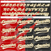 Загрузить изображение в средство просмотра галереи, Custom Graffiti Pattern Black Red-Old Gold 3D Two-Button Unisex Softball Jersey

