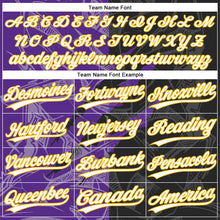 Laden Sie das Bild in den Galerie-Viewer, Custom Graffiti Pattern Black Purple-Gold 3D Two-Button Unisex Softball Jersey

