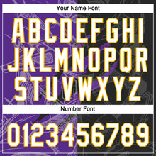 Загрузить изображение в средство просмотра галереи, Custom Graffiti Pattern Black Purple-Gold 3D Two-Button Unisex Softball Jersey
