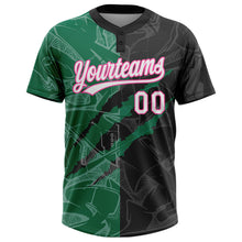 Laden Sie das Bild in den Galerie-Viewer, Custom Graffiti Pattern Black Kelly Green-Pink 3D Two-Button Unisex Softball Jersey
