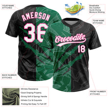 Load image into Gallery viewer, Custom Graffiti Pattern Black Kelly Green-Pink 3D Two-Button Unisex Softball Jersey
