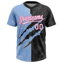 Laden Sie das Bild in den Galerie-Viewer, Custom Graffiti Pattern Black Light Blue-Pink 3D Two-Button Unisex Softball Jersey
