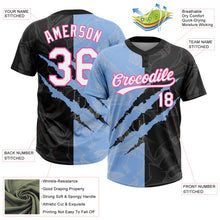 Laden Sie das Bild in den Galerie-Viewer, Custom Graffiti Pattern Black Light Blue-Pink 3D Two-Button Unisex Softball Jersey
