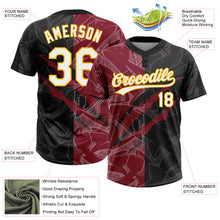 Load image into Gallery viewer, Custom Graffiti Pattern Black Crimson-Gold 3D Two-Button Unisex Softball Jersey
