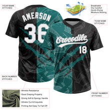 Laden Sie das Bild in den Galerie-Viewer, Custom Graffiti Pattern Black Teal-Gray 3D Two-Button Unisex Softball Jersey
