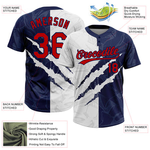 Custom Graffiti Pattern Red-Navy 3D Two-Button Unisex Softball Jersey