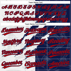 Custom Graffiti Pattern Red-Navy 3D Two-Button Unisex Softball Jersey