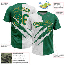 Laden Sie das Bild in den Galerie-Viewer, Custom Graffiti Pattern Kelly Green-Old Gold 3D Two-Button Unisex Softball Jersey
