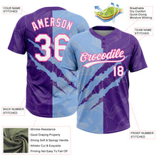 Laden Sie das Bild in den Galerie-Viewer, Custom Graffiti Pattern Purple Light Blue-Pink 3D Two-Button Unisex Softball Jersey
