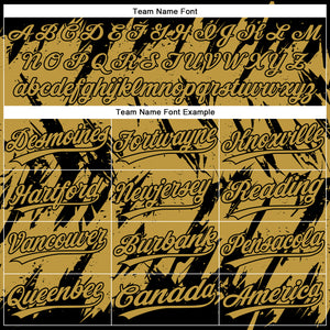 Custom Black Old Gold 3D Pattern Abstract Sharp Shape Two-Button Unisex Softball Jersey