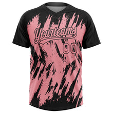 Load image into Gallery viewer, Custom Black Medium Pink 3D Pattern Abstract Sharp Shape Two-Button Unisex Softball Jersey
