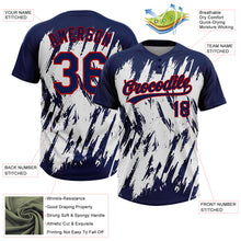 Загрузить изображение в средство просмотра галереи, Custom Navy Red-White 3D Pattern Abstract Sharp Shape Two-Button Unisex Softball Jersey
