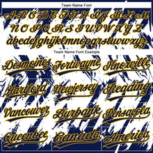Load image into Gallery viewer, Custom Navy Gold-White 3D Pattern Abstract Sharp Shape Two-Button Unisex Softball Jersey
